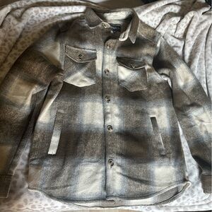 Men's Plaid Jacket - Gray and Cream